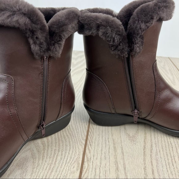 Propét Women's Waylynn Faux Fur Mid-Height Boots 10M Brown Leather $100 - Picture 8 of 12